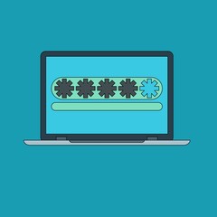 Password security vector icon. Concept protection of user data. Password lock in flat style. Computer security symbol.