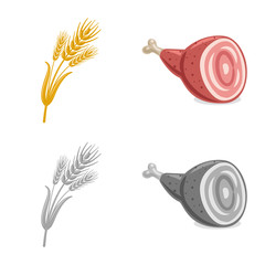 Isolated object of pub and bar logo. Collection of pub and interior stock vector illustration.