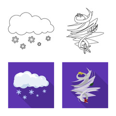 Isolated object of weather and climate icon. Collection of weather and cloud vector icon for stock.