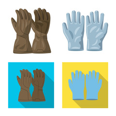 Vector design of glove and winter sign. Collection of glove and equipment stock symbol for web.