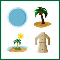 4 plant icon. Vector illustration plant set. island and palm icons for plant works