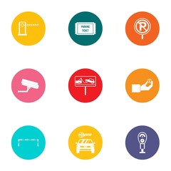 Observe the parking icons set. Flat set of 9 observe the parking vector icons for web isolated on white background