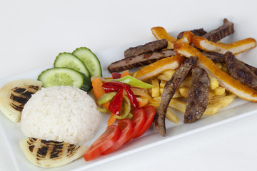 grilled meat and vegetables