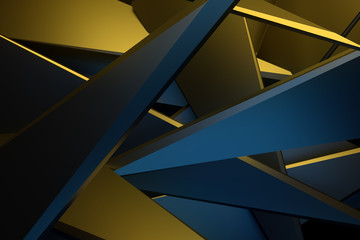 Fototapeta premium yellow and blue color abstract 3d rendering technology background.