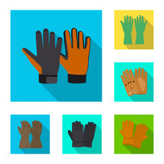 Vector design of glove and winter logo. Collection of glove and equipment stock symbol for web.