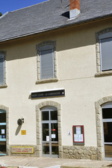 Facade of the Mont Louis train station on the line of the little yellow train