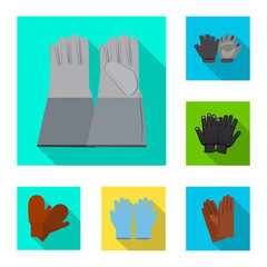 Vector design of glove and winter icon. Collection of glove and equipment stock symbol for web.