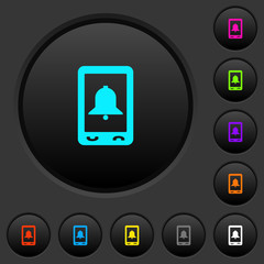 Mobile alarm dark push buttons with color icons