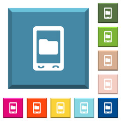 Mobile data storage white icons on edged square buttons