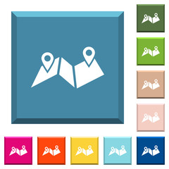 Route plan white icons on edged square buttons