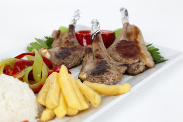 grilled meat with vegetables and potato