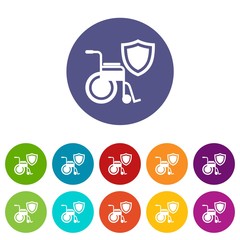 Disability protection icons color set vector for any web design on white background