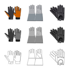 Vector design of glove and winter symbol. Set of glove and equipment vector icon for stock.