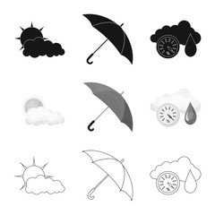 Vector illustration of weather and climate logo. Set of weather and cloud stock symbol for web.