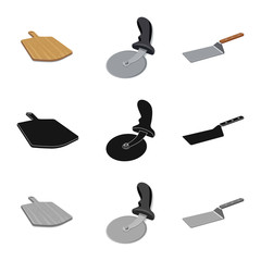 Vector design of pizza and food sign. Set of pizza and italy vector icon for stock.