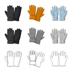 Isolated object of glove and winter icon. Set of glove and equipment stock vector illustration.