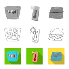 Vector design of weather and climate symbol. Set of weather and cloud stock vector illustration.