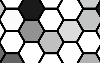 Black honeycomb with a gradient color. Isometric geometry. 3D illustration