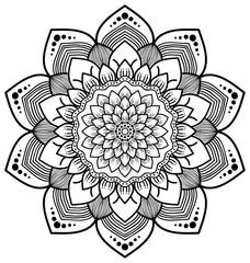 Mandala flower freehand drawing vintage style decorative elements isolated on white background for abstract concepts