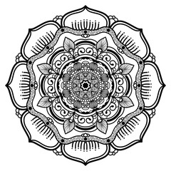 Mandala flower freehand drawing vintage style decorative elements isolated on white background for...