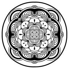 Mandala flower freehand drawing vintage style decorative elements isolated on white background for abstract concepts
