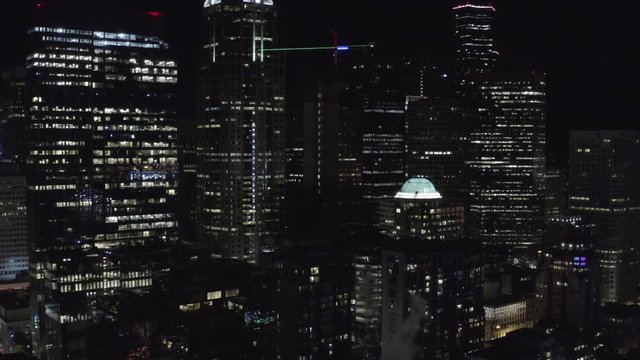 Night aerial footage Seattle WA