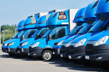 transporting service company. commercial delivery vans in row