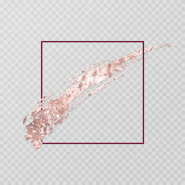 A bright metallic brush stroke with a pink gold texture. Vector illustration