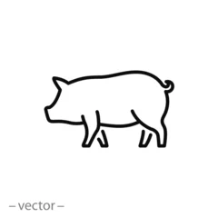 Fotobehang pig icon, piggy silhouette linear sign isolated on white background - editable vector illustration eps10 © Yurii