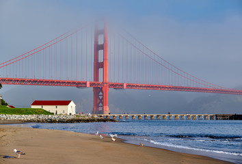 Golden Gate Bridge beach view, San Francisco, California