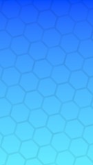 Translucent honeycomb on a gradient blue sky background. Perspective view on polygon look like honeycomb. Isometric geometry. Vertical image orientation. 3D illustration