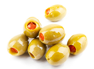 Olives on a white background.