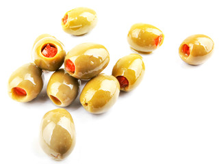 Olives on a white background.
