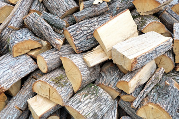 Chopped firewood background.