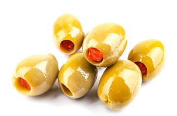 Olives on a white background.