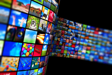 Streaming media technology and multimedia concept - obrazy, fototapety, plakaty