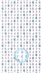 Bitcoin and currency on a white background. Digital crypto symbol. Currency bubble, wave effect, market fluctuations. Business concept. 3D illustration