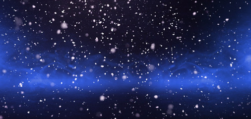 Fototapeta na wymiar Winter, snow, background. Abstract dark bokeh background with snowflakes.