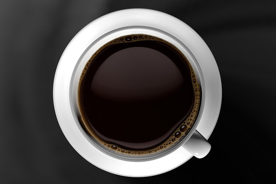 3d Illustration coffee cup on a dark background	