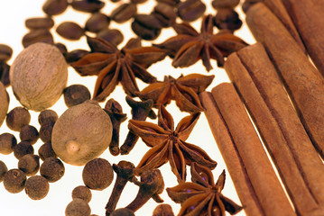 scented spices on a white background
