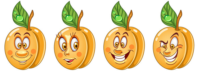 Apricot fruit. Food emoji emoticon collection.