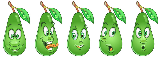 Avocado fruit. Food emoji emoticon collection.