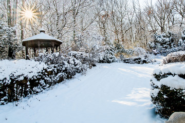 Snowy Hilltop With Gazebo