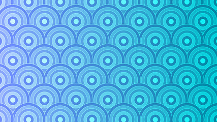 Fototapeta na wymiar Abstract, geometric wallpaper (16x9). Blue and cyan gradient design. Japanese wave pattern