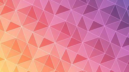Abstract, geometric wallpaper (16x9). Yellow and purple gradient design. Triangular mosaic