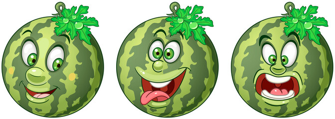 Watermelon fruit. Food emoji emoticon collection.