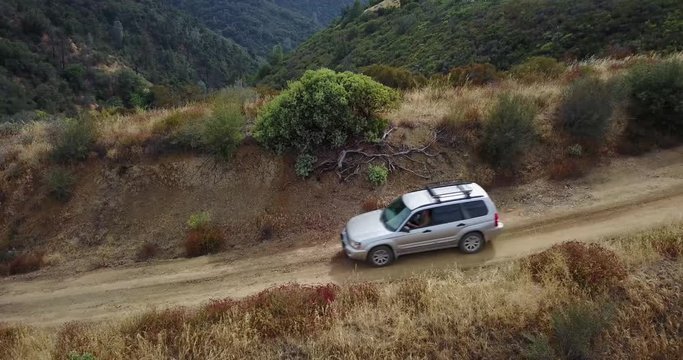 Aerial Drone Subaru Forester Off Road Mountains Santa Barbara