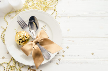 Festive place setting for christmas dinner