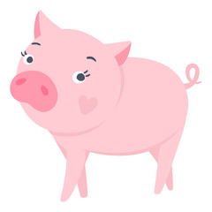 Pigs illustration isolated on white. Symbol of new year