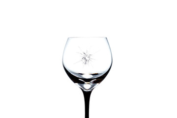 Broken wine glass isolated on a white background